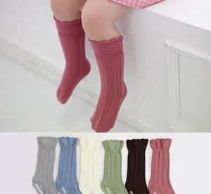 【2016雙針中筒襪】韓國全棉松口花邊高筒兒童襪嬰兒寶寶長統